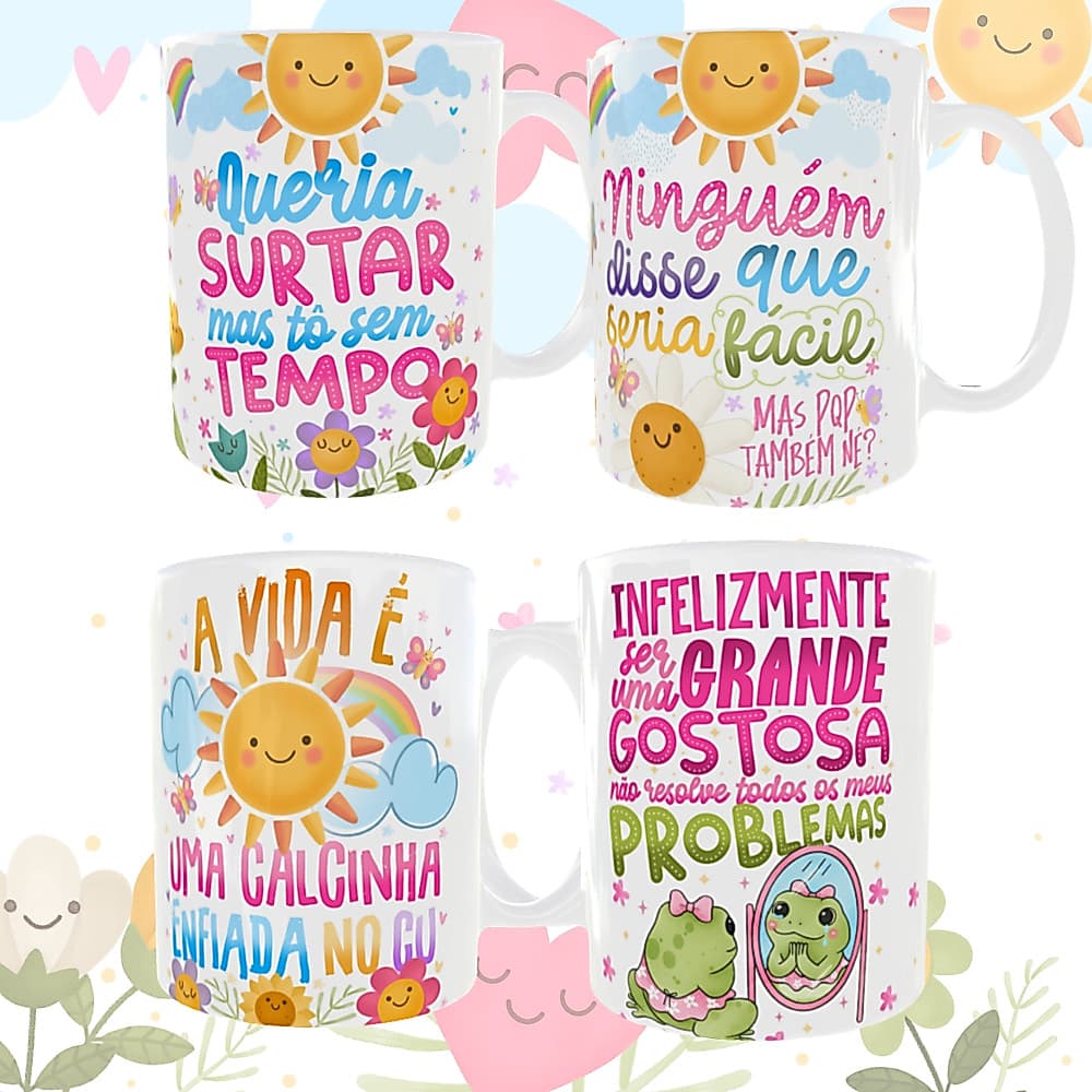 Caneca Vibes | Frases Engraçadas 325ml Cerâmica Personalizada | Presente Especial