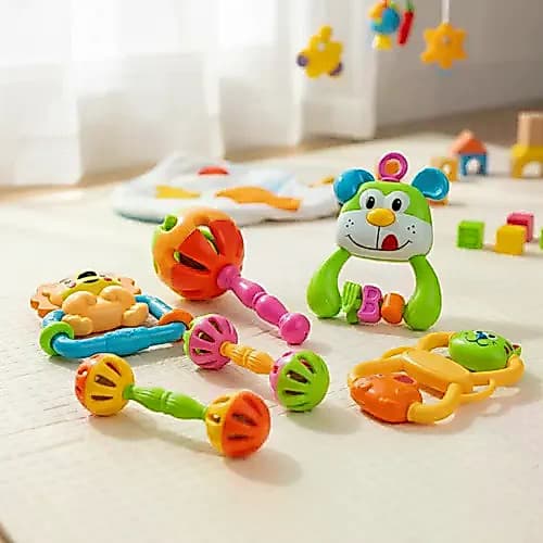 Kit Chocalho Bebê 6 Unidades Infantil Menino Menina Colorido Colorido Bichinhos