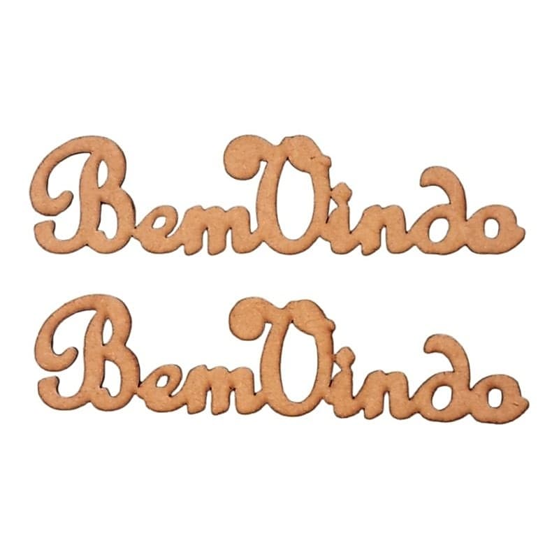 Kit 2 apliques frase Bem Vindo mdf cru cursiva guirlanda porta artesanato