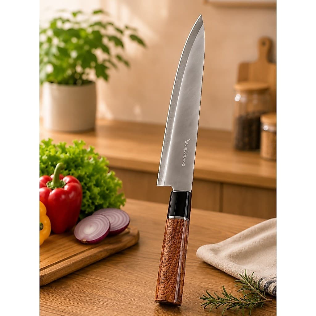 Faca Chef 33cm Aço Inox Cabo Amadeirado Faca Profissional para Cozinha
