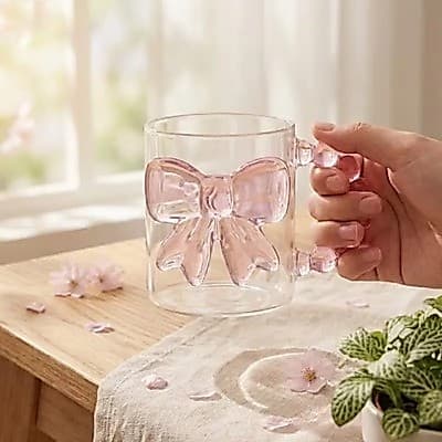 Xícara de Laço 3D Fofa - Caneca Decorativa Presente Criativo