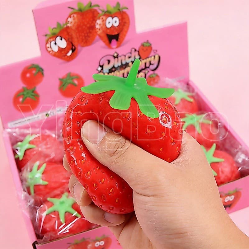 Bola De Estresse De Morango Squishy Fidget Toy Soft Squeeze Anti-Ansiedade Alívio Do Brinquedo Sensorial