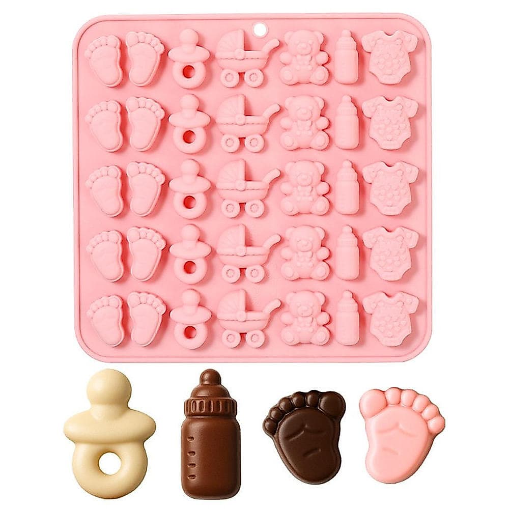 35 tema do bebê garrafa de bebê pés urso jogar chupeta carrinho Silicone bolo molde Chocolate DIY