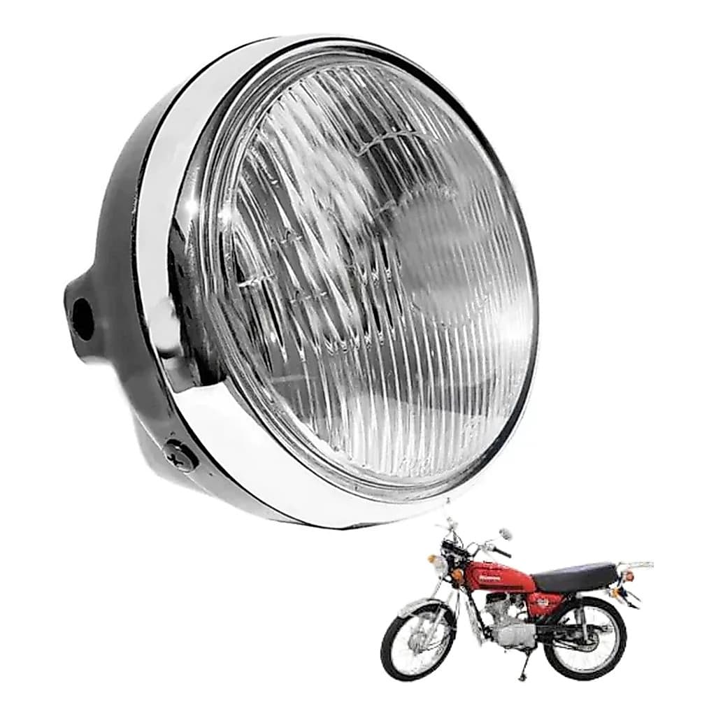 Farol Dianteiro Completo Cg 125 76 77 78 79 80 81 82 Aro Preto Cromado