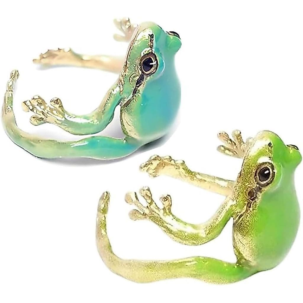 2 Anéis de Sapo Fofos para Mulheres, Ajustáveis, Acessórios de Dedo em Forma de Animal Verde, Joias Divertidas para Melh