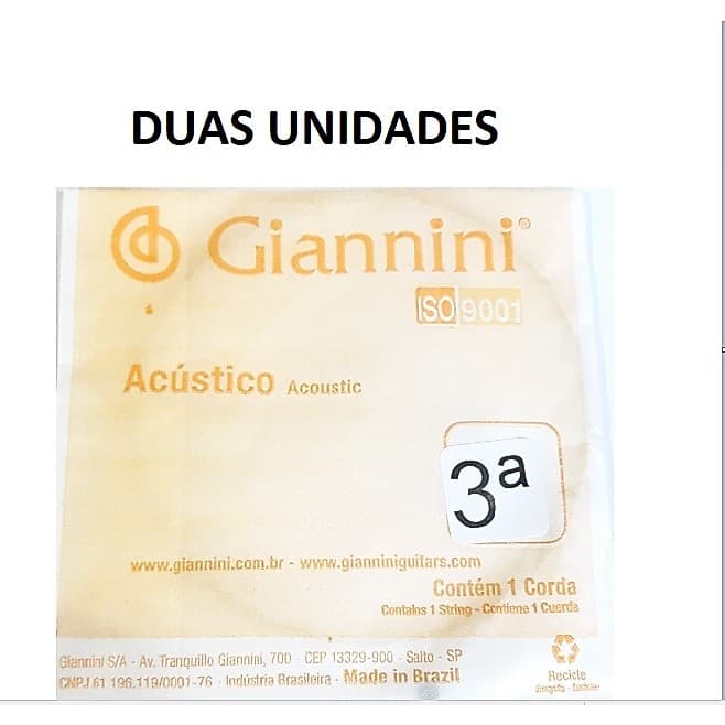 Corda Violão Elétrico Aço Avulsa Giannini 3ª Sol Do Encordoamento Kit Com 2 Un