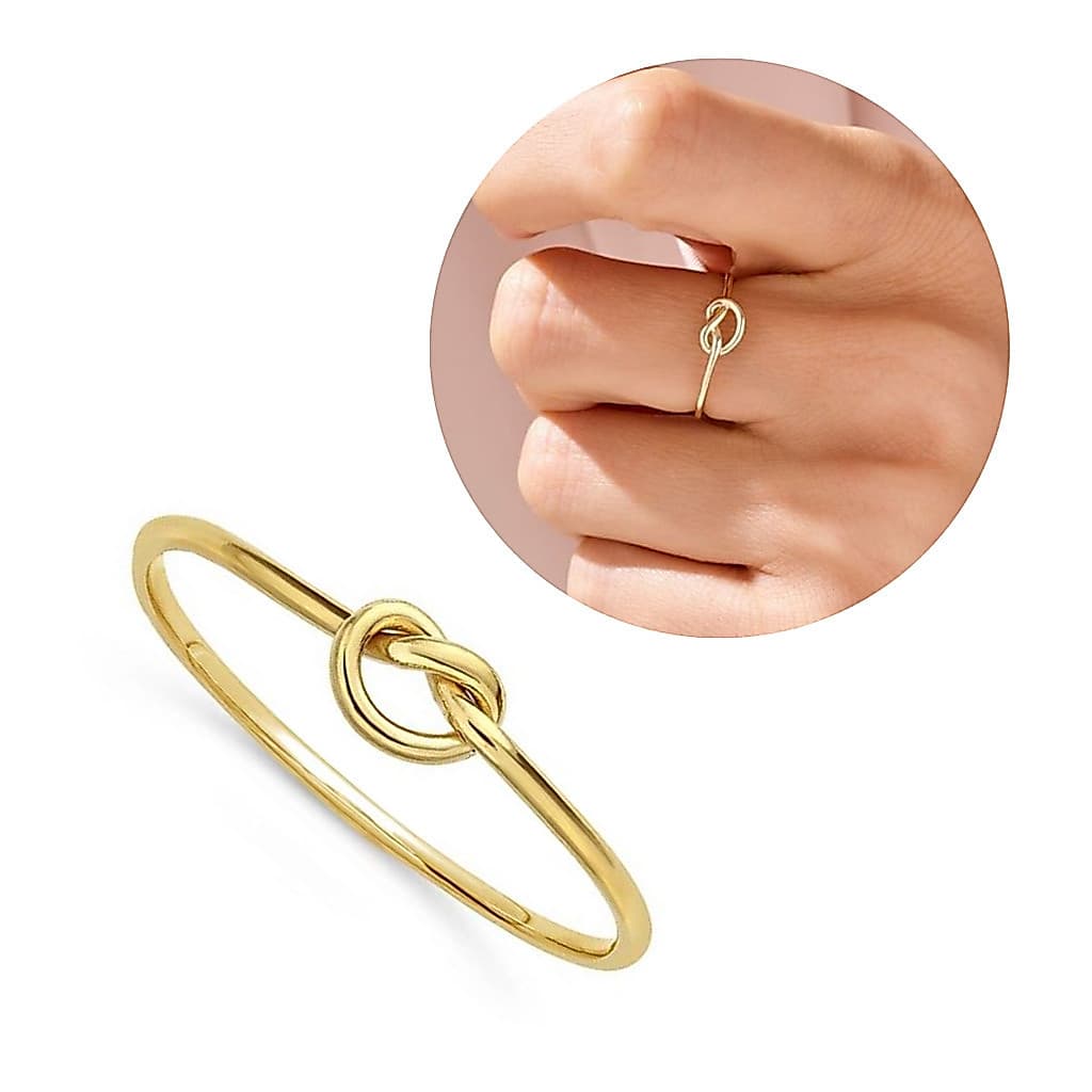 Anel nó liso banhado a ouro 18K