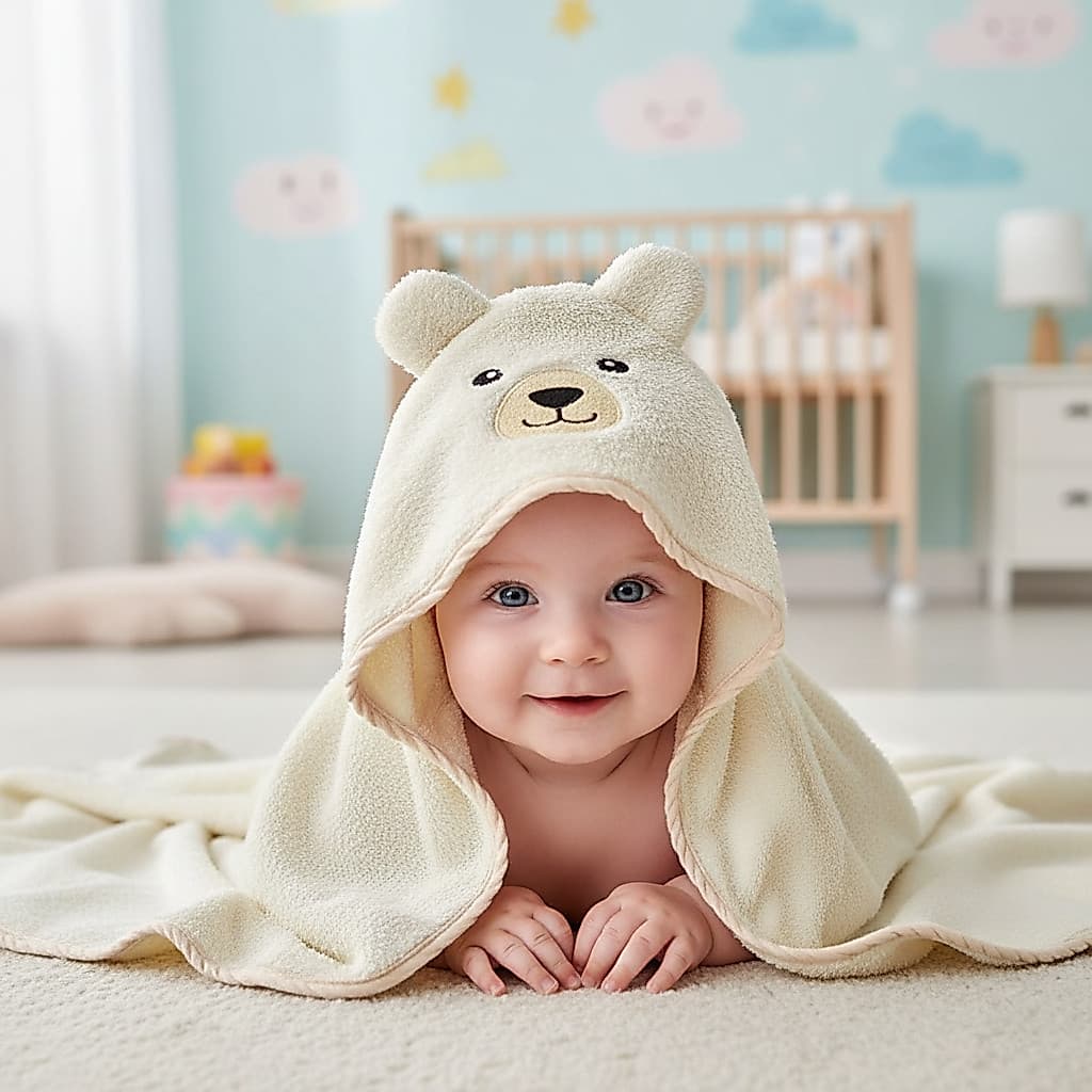 Manta Cobertor Bebê Infantil Microfibra Com Capuz Bordado Ursinho Fofo Menino Menina Cueiro Soft