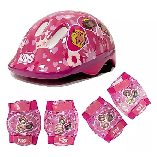 KIT SEGURANÇA KIDS INFANTIL ABSOLUTE CAPACETE JOELHEIRA COTOVELEIRA PERSONAGENS