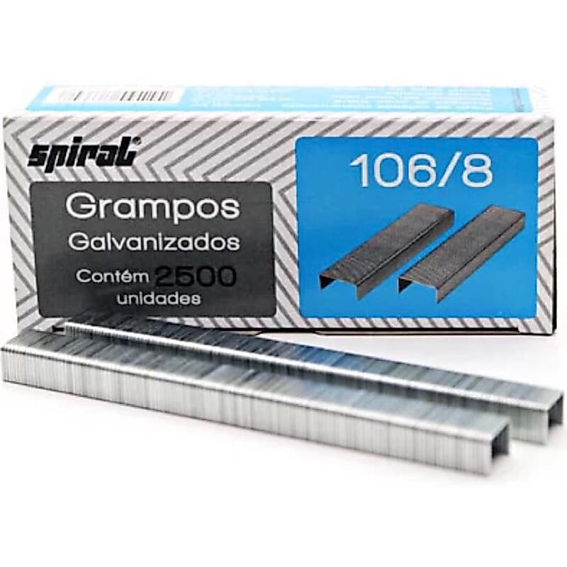 Grampo p/grampeador rocama 106/8 galvanizado Spiral Grampos CX 2500 UN