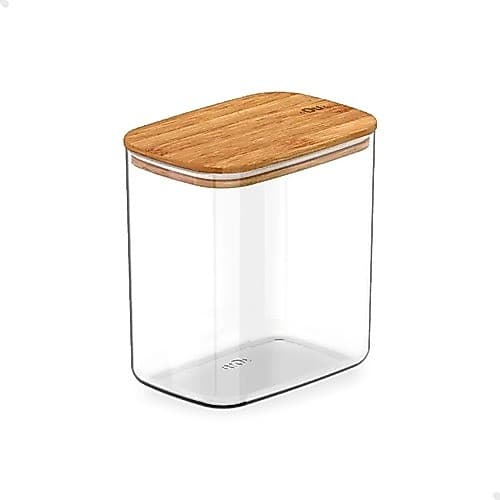Pote Hermético Organizador Tampa De Bambu 1,5L Branco - Ou