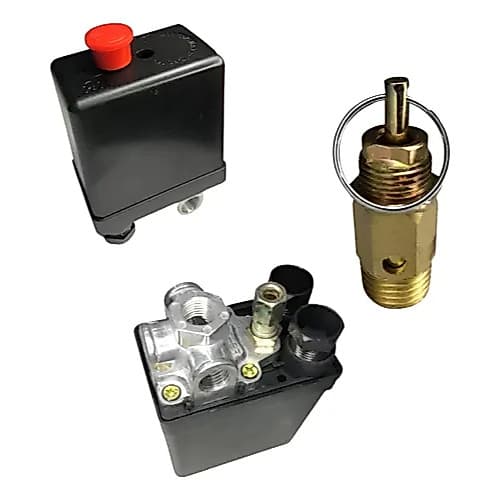 Kit Pressostato 80-120 Psi 4 Vias + Válvula 125 Psi 1/4