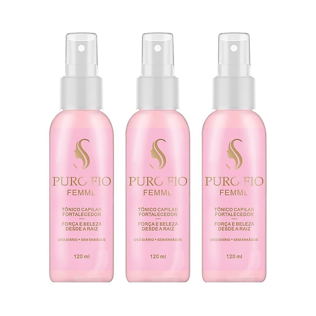 KIt 3x Tônico Capilar Poderoso Serum Femme de Crescimento antiqueda 120ml Cabelo Barba Sobrancelha Envio Hoje