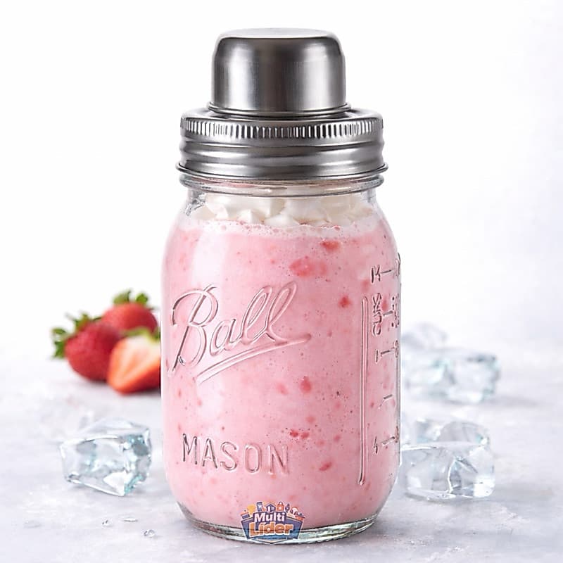 Coqueteleira Shakeira de Vidro com Tampa Inox – Mason Jar para Drinks, Sucos e Shakes Fitness