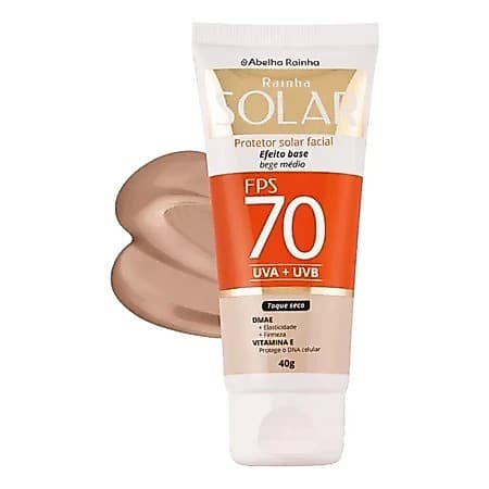 Protetor Solar Facial efeito base 40g Abelha Rainha Bege Médio FPS 70