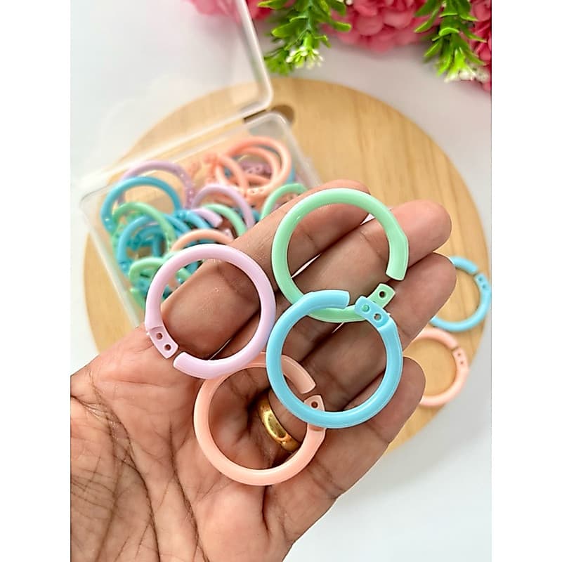 Argola Articulada 22mm Cores Candy c/25 unid -  Para Cadernos, Agendas, Scrapbook