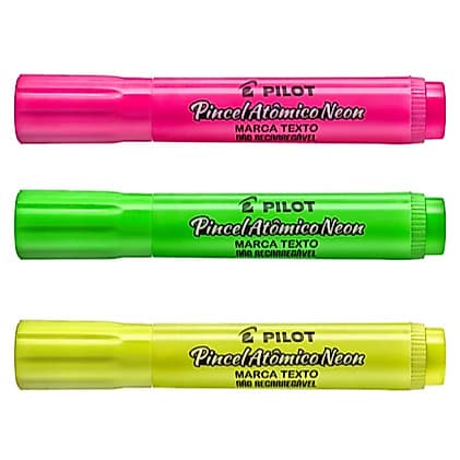 Pincel Atômico Marca Texto Neon PILOT secagem rápida Ideal para estudantes e profissionais