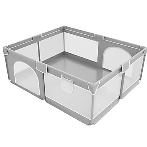 Cercadinho Chiqueirinho Grande Infantil Bebê Cinza Portátil Com Tela 180x150