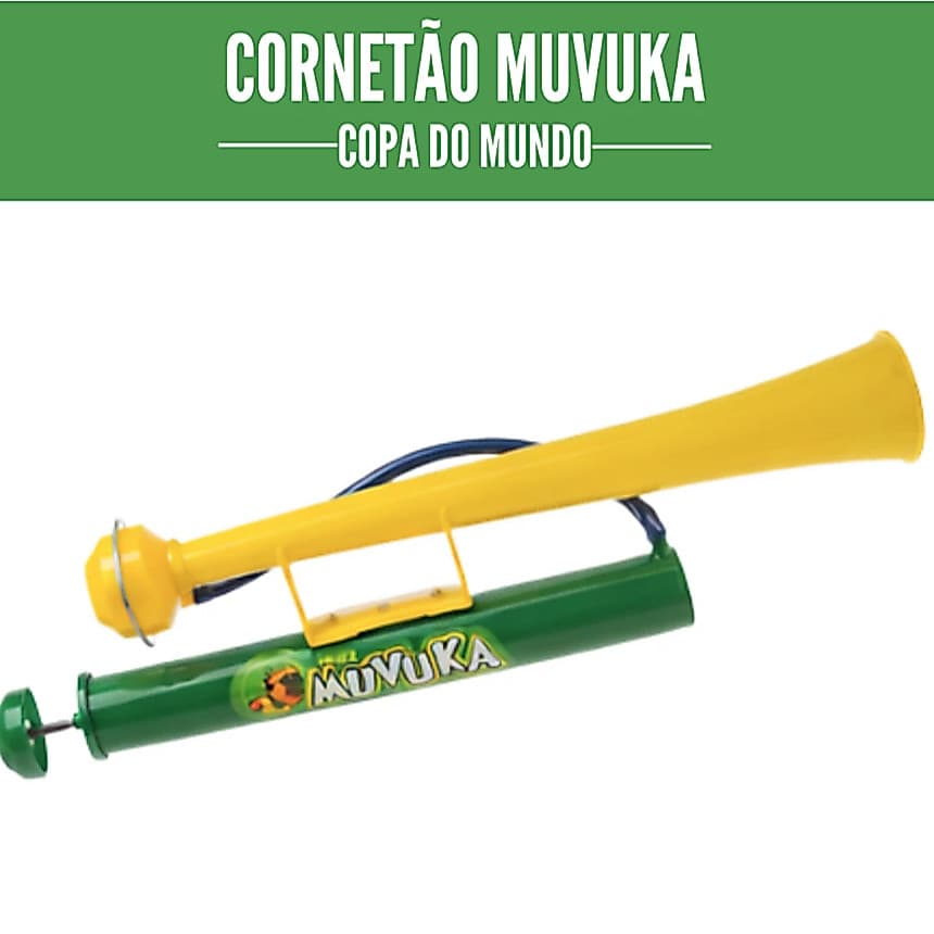 Cornetão Brazuka Verde E Amarelo Barulho Corneta Copa Do Mundo