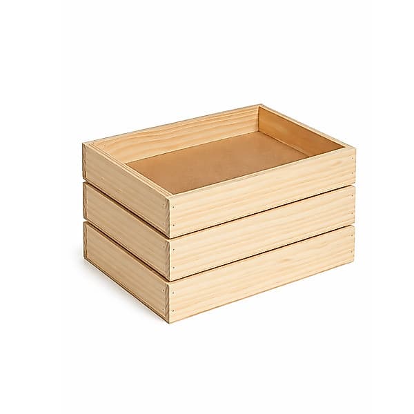 Kit 3 Bandeja Cesta Pinus Caixa  Madeira Café 16x23cm Box Retangular