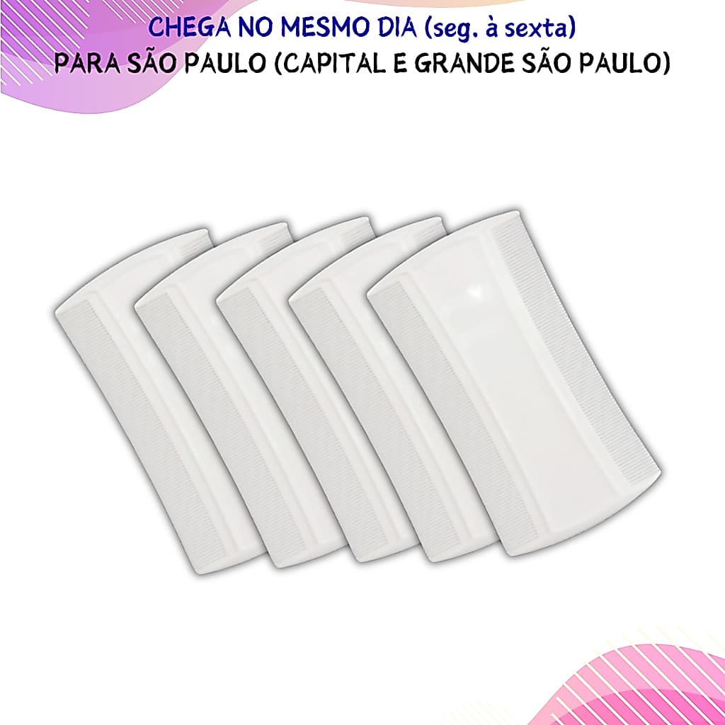 Kit com 5 Pentes Pente Finos Cor Branca Pente para Piolho
