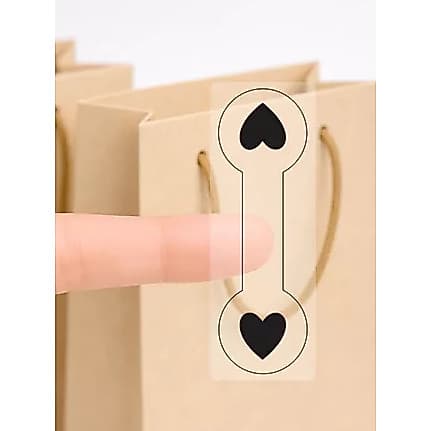 KIT 120 Lacre Etiqueta Adesiva Transparente 9x3cm com Coração | Lacre para Sacolas, Caixas, Brindes e Lembranças