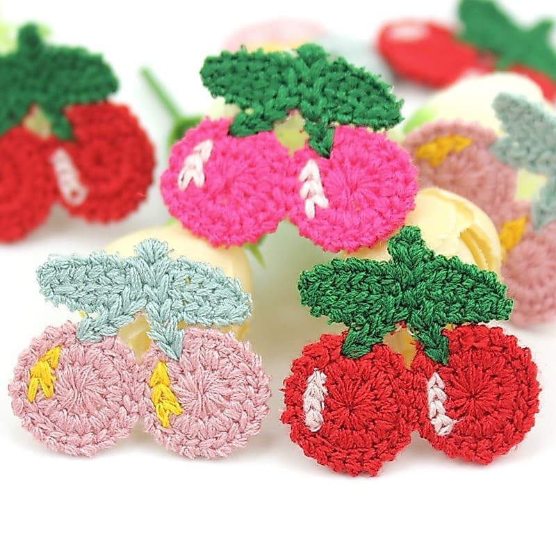 36 Peças 3cm Apliques De Fio De Lã Cereja Fofos Remendos Para Roupas Acessórios De Decoração De Chapéu Faça Você Mesmo