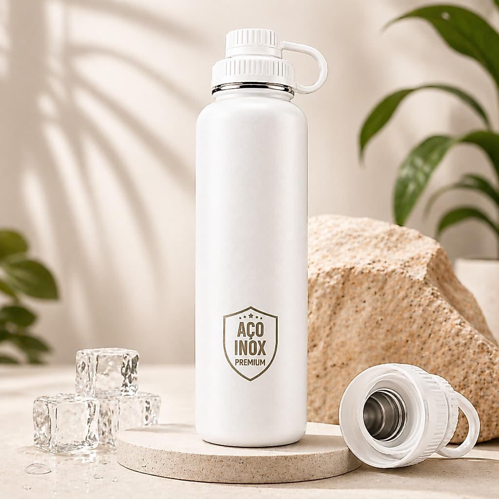 Garrafa Térmica Inox 800ml - Vácuo Anti Vazamento Mantém Gelado e Quente