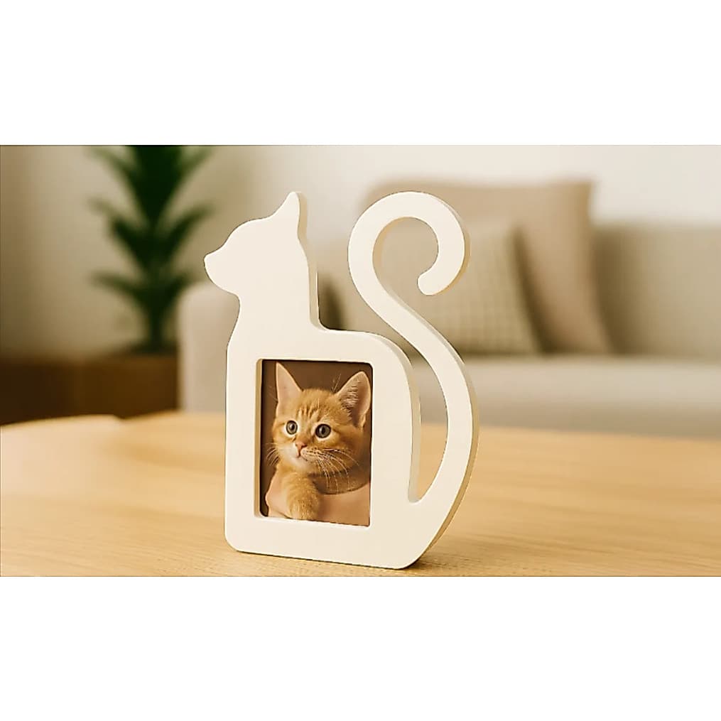Moldura/Porta retrato em Formato de Gato (Foto 5 x 7 cm ou 7x10 cm, escolha sua cor no chat)