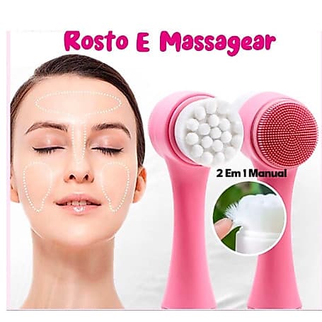 Escova Facial Manual Para Limpeza Profunda - Dupla Face - Esfolia e Limpa o Rosto