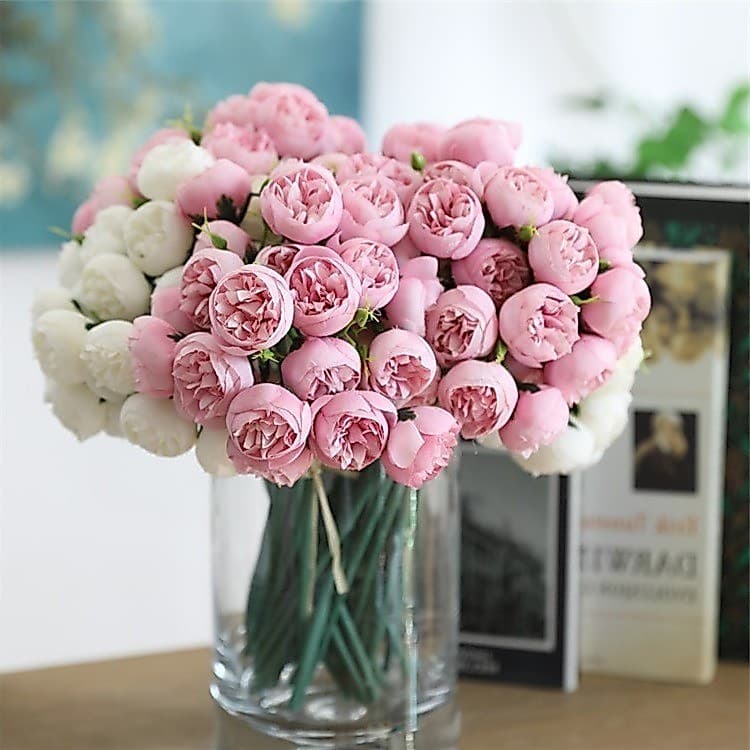 Artificial 27 Cabeças Camélia Flores Rosa Peônia Bouquet Falsas Salão De Casamento Segurando Casa Decoração Fotografia Adereços