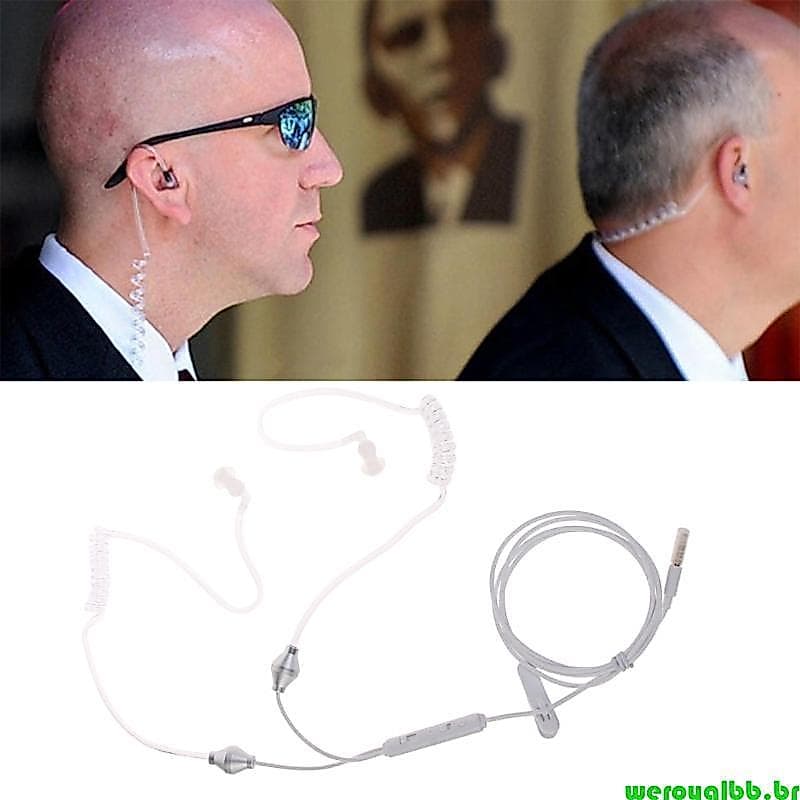 weroyalbb Estéreo Ouvido Tubo Ar Earbud À Prova Radiação Mãos-Livres Fone Binaural Microfone Para Telefo