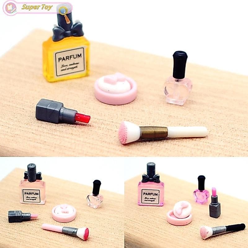 SUPERTOY 1 Conjunto 1 : 12 Casa De Bonecas Em Miniatura Batom Cosmético Pressionado Perfume Pincel De Maquiagem Modelo B