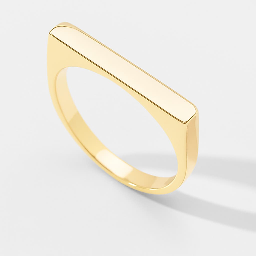 Anel Chapinha Retangular Liso Delicado Folheado A Ouro 18k