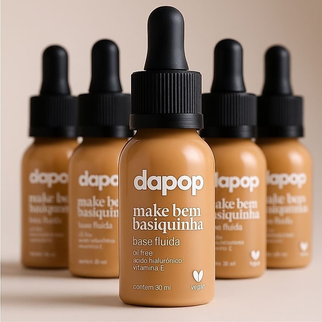 Base Fluida Make Bem Basiquinha Dapop – 100% Vegana, Cobertura Média e Acabamento Natural