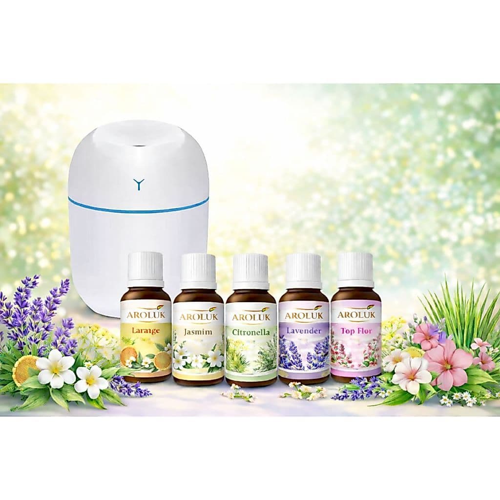 Kit Mini Umidificador Difusor Aromatizador Ambiente Egg com Essências | 1 Umidificador + 5 Essências