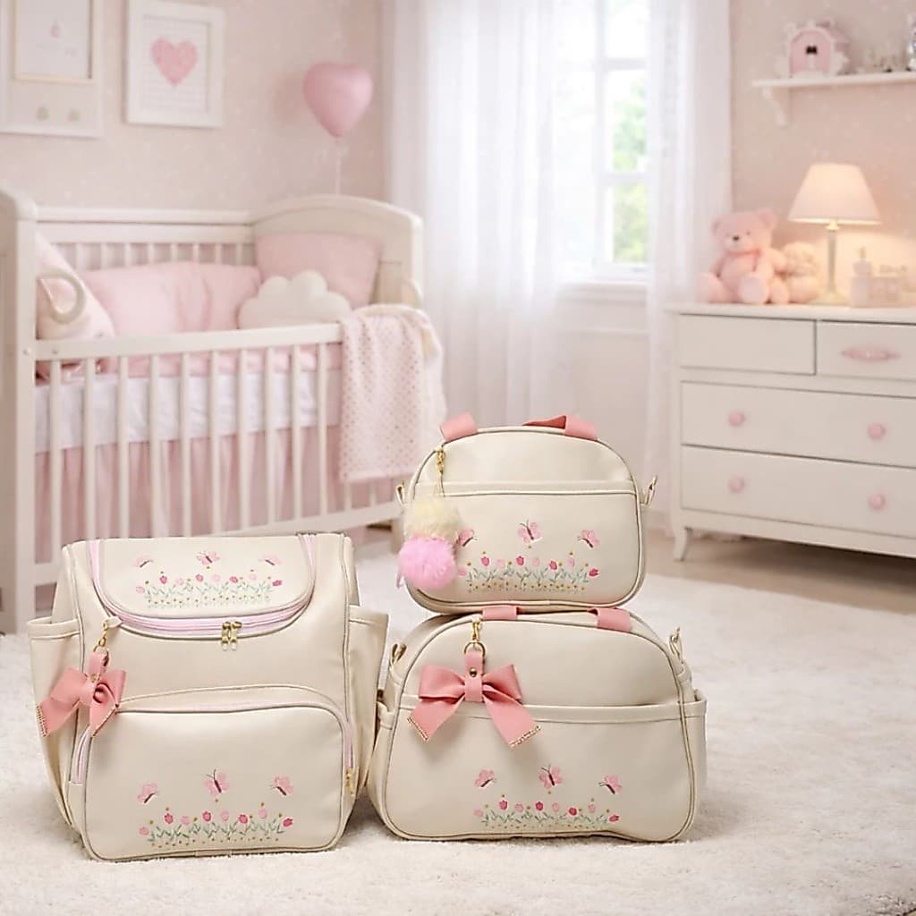 Bolsa Maternidade Menina Jardim Encantado Borboleta Kit Bolsa Maternidade Luxo