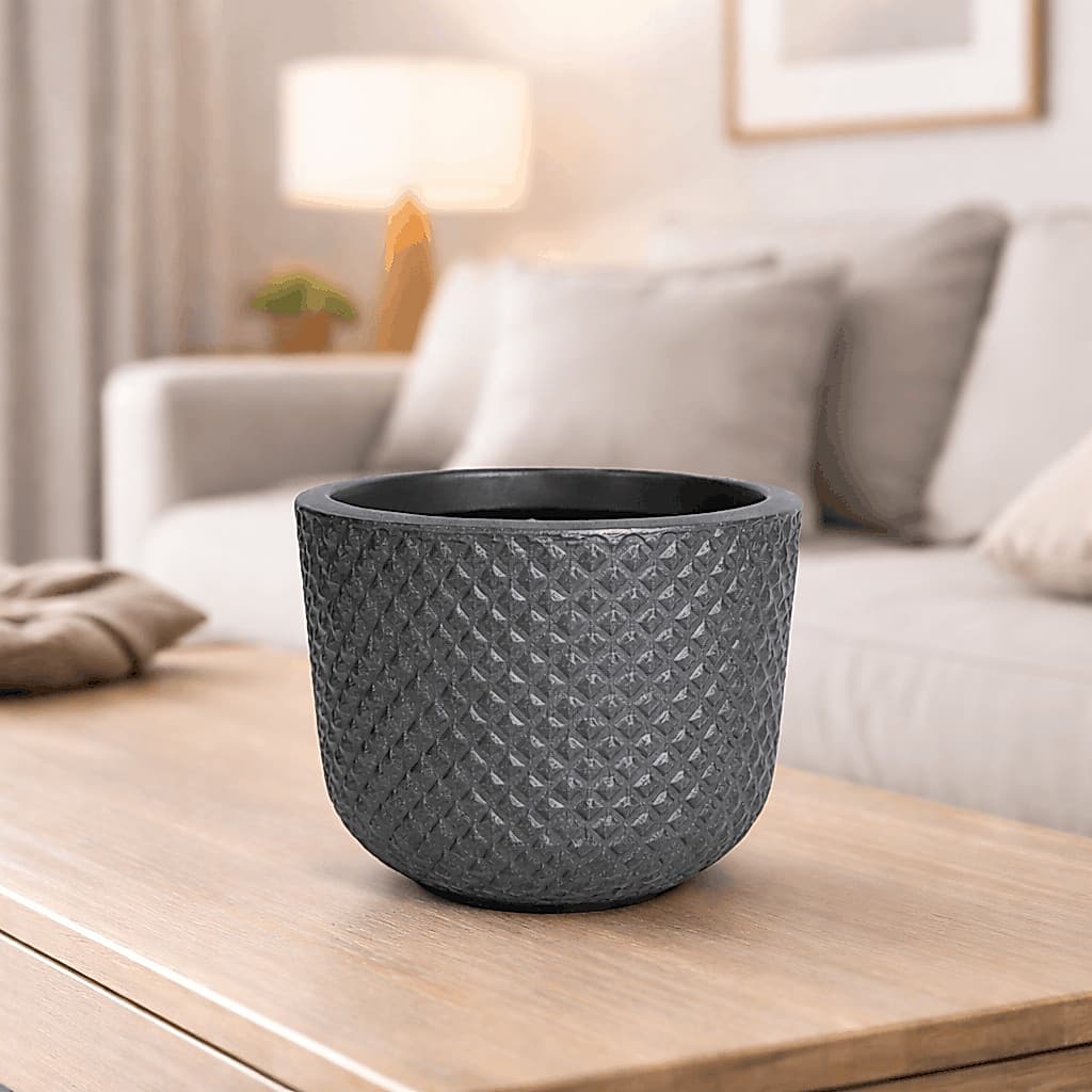 Vaso Decorativo Beta Mini Cinza Chumbo 18,5cm Polietileno Premium