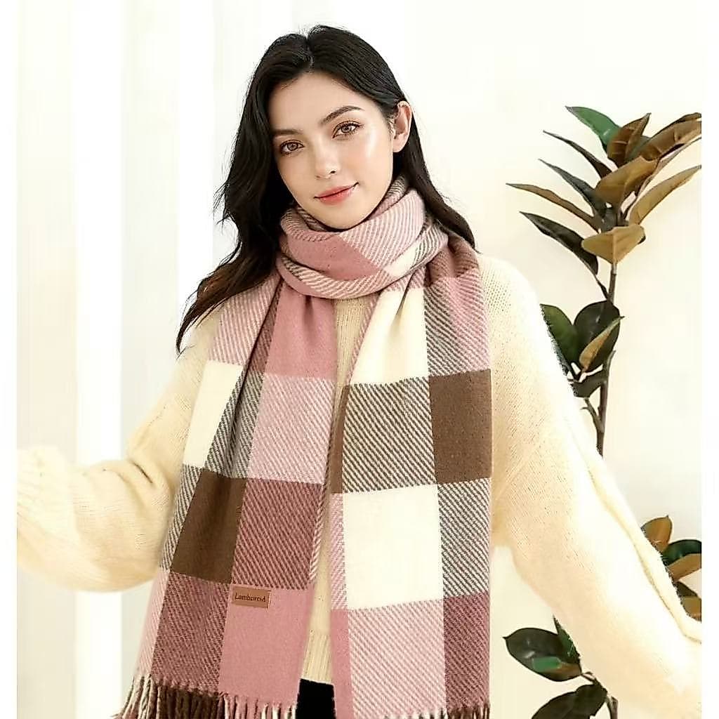 Cachecol Xadrez Feminino Lenço Pashimina Echarpe  Unissex Para Frio Inverno901