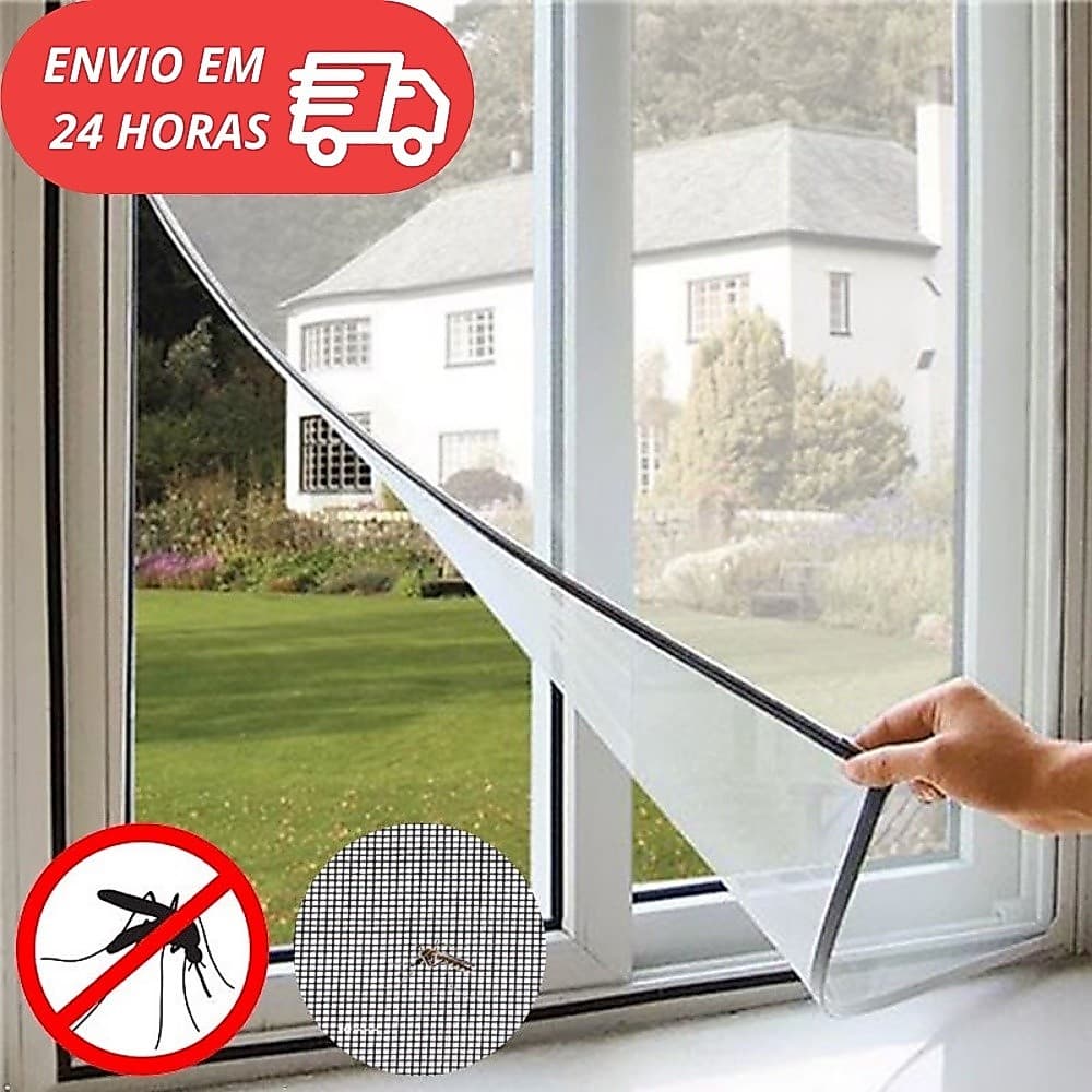 Tela Mosquiteira Para Janela 150x180cm Com Velcro Auto Colante Anti-Insetos