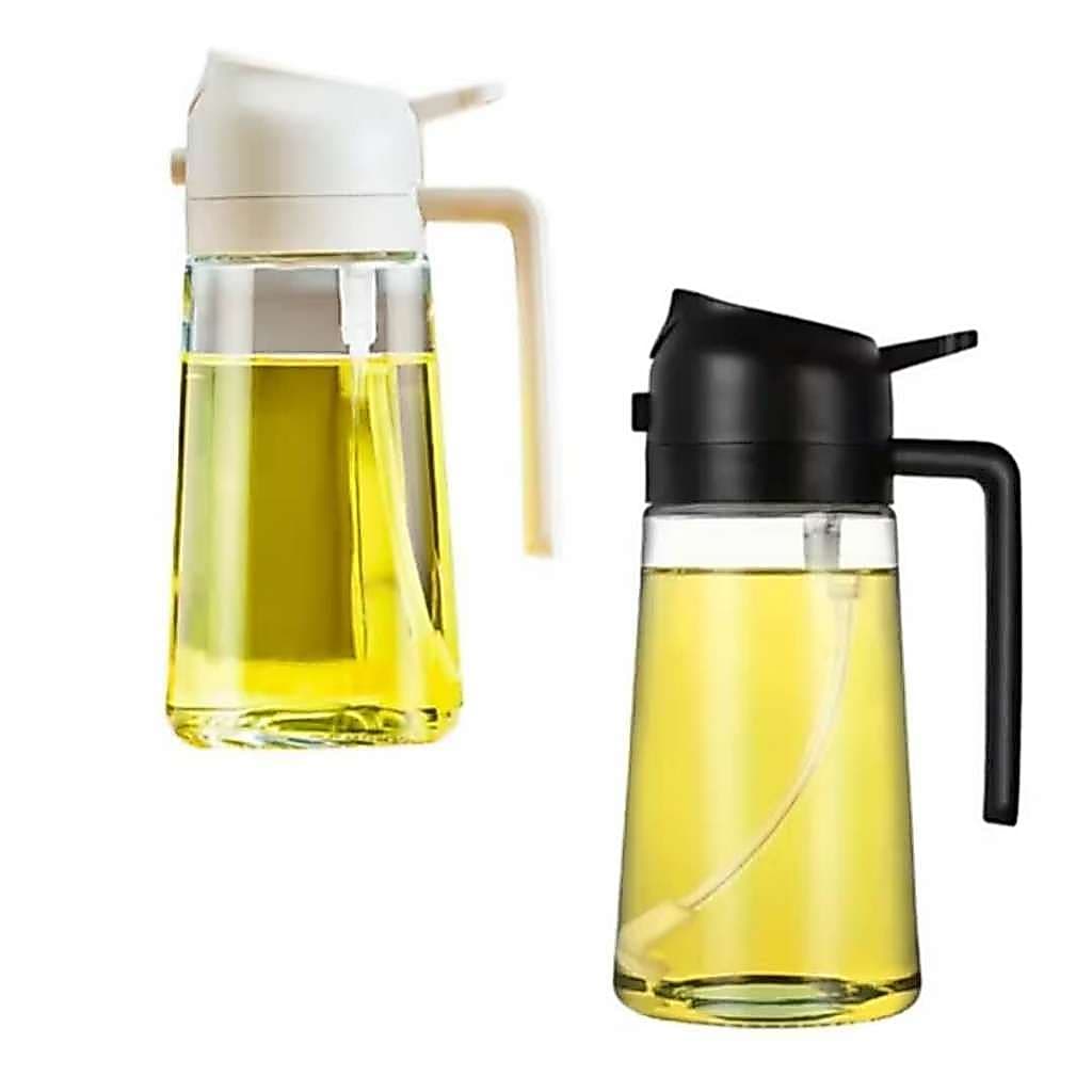Porta Azeite e Vinagre em Vidro com Spray - Azeiteiro e Galheteiro