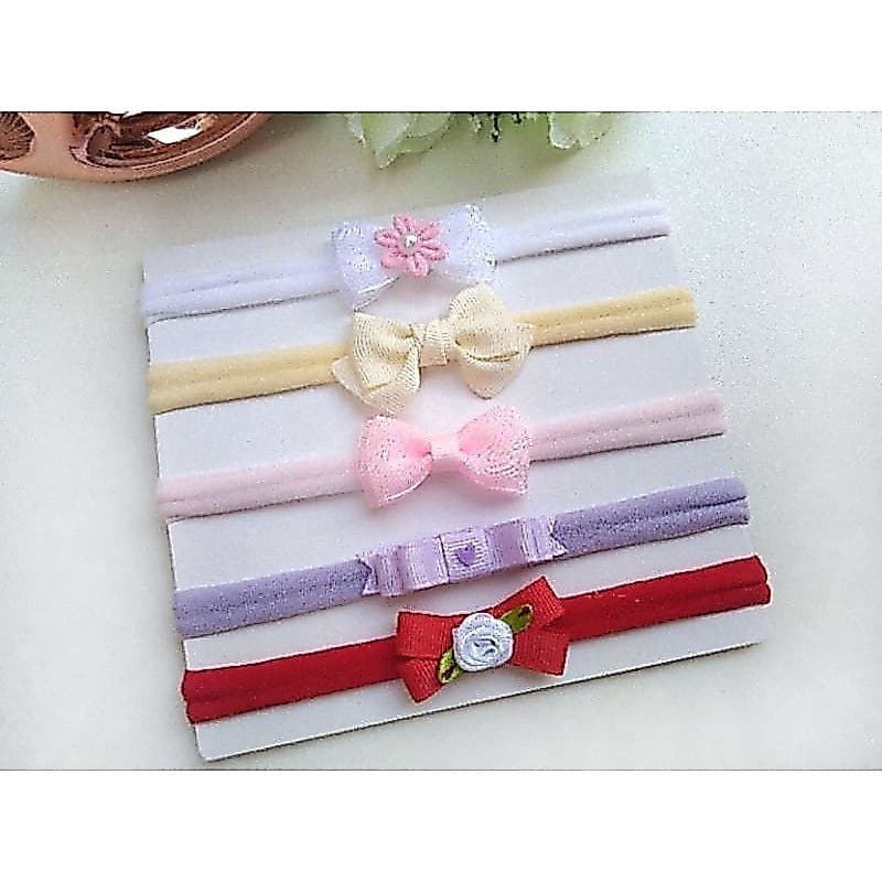 Kit 5 faixinhas para RN / faixinhas para bebê / tiaras de bebê / laços para bebê