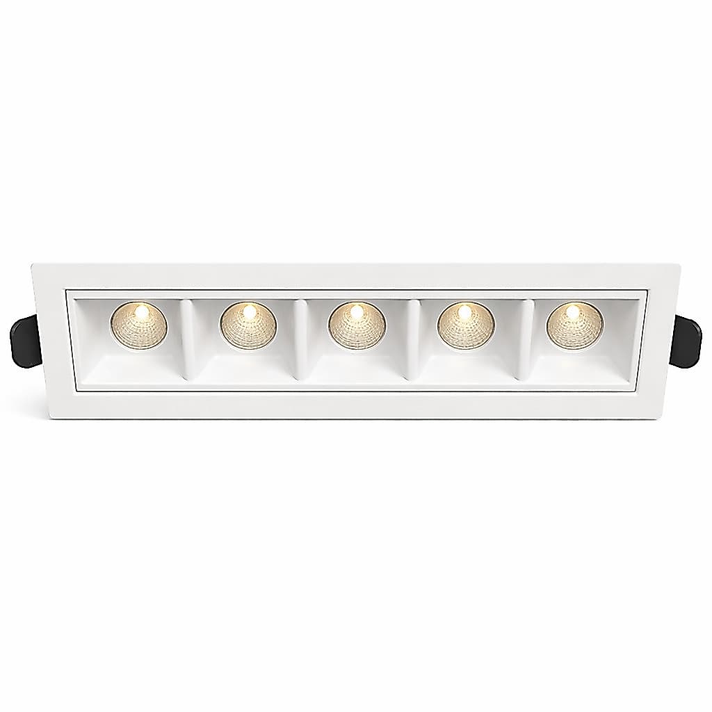 Spot Embutir Luzon Linear Quadrado Branco Alumínio 5 Focos IP20 Bivolt 10W 3000K 4000K