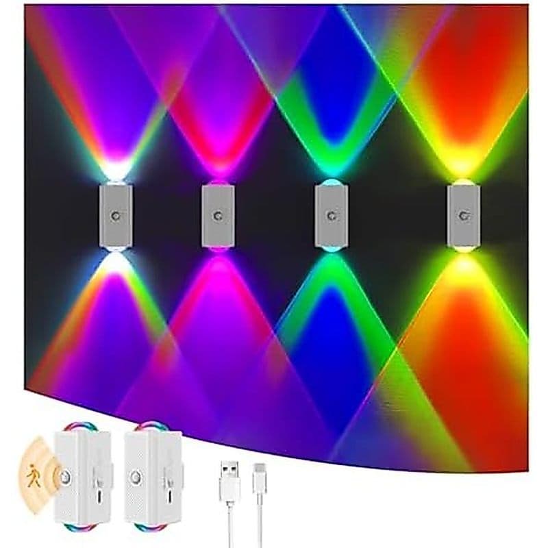 Descoloração de luz noturna recarregável com Sensor de movimento Easuntec, luz de projeção de pôr do sol de 8 cores, luz
