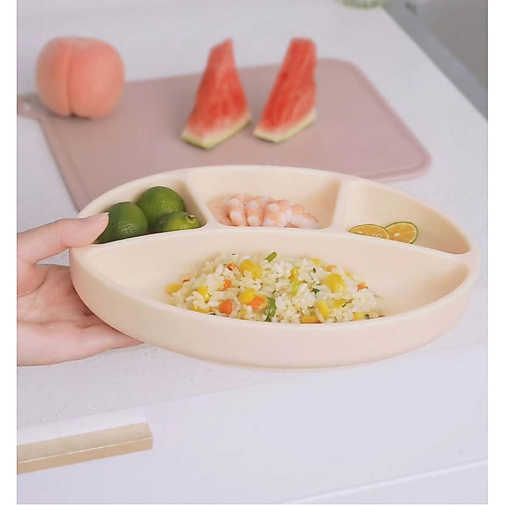 Placa de compartimento de silicone para crianças, tipo ventosa, utensílios de mesa para bebês, resistente a choques, tig