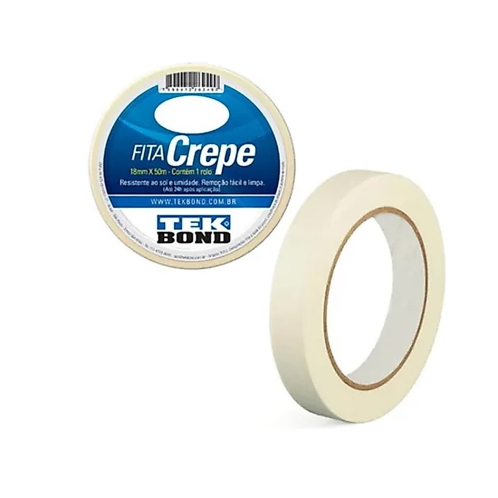 Fita Crepe 18mm X 5 M Uso Geral Resistente Tek Bond