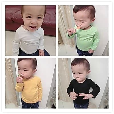 Crianças puro algodão interior usar camisa de fundo fino meninos meninas magro-ajuste preto de manga comprida roupas de
