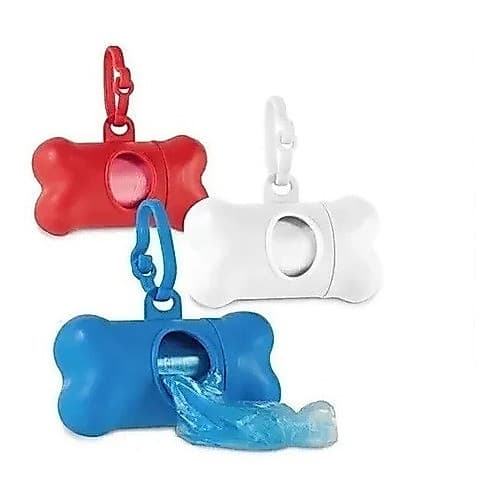 Kit Cata Caca Pet Suporte Ossinho Com 2 Rolos Saquinhos Higiênicos Para Cães