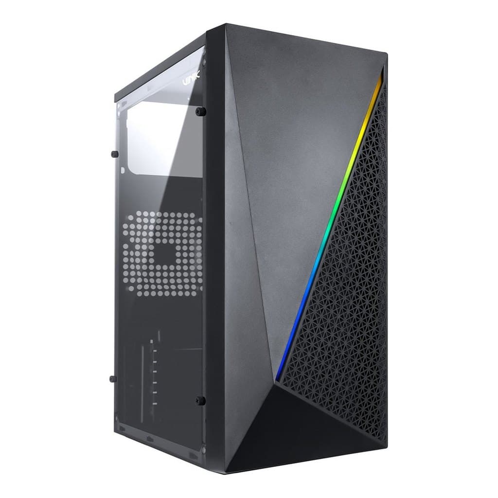 Gabinete Gamer Mid Tower Lateral em Acrílico LED RGB Frontal Vinik Murk GGMACBK Preto Micro ATX Mini ITX