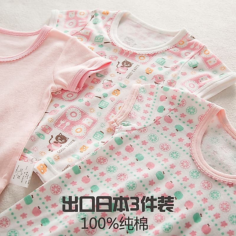 Verão de manga curta camiseta meninas puro algodão meia manga camisa topos meninas bebê crianças pijamas meninas camisas